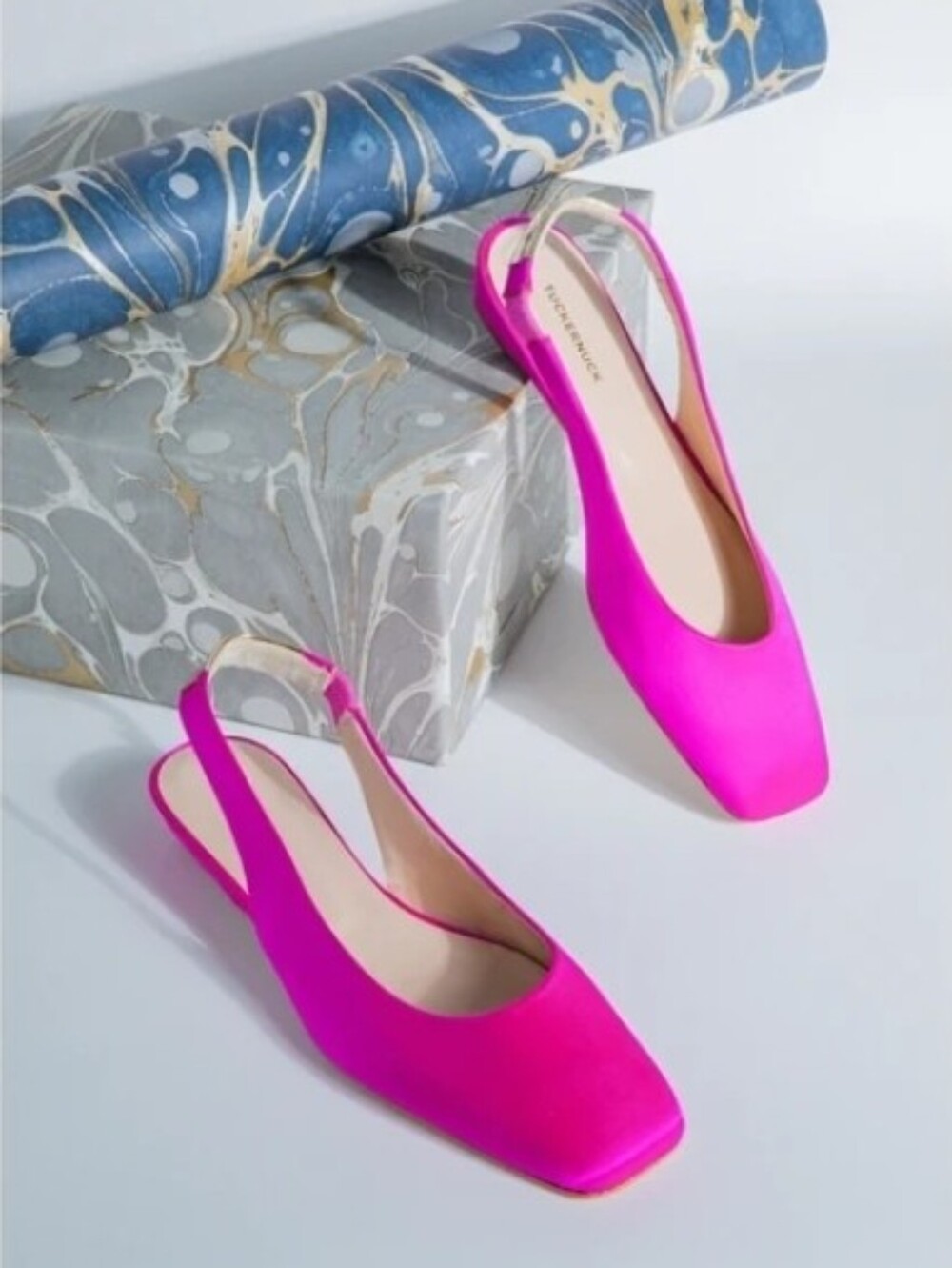 NWOB Tuckernuck Olivia Fuchsia Satin Slingback Flats Size 6